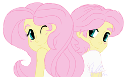 Size: 2686x1634 | Tagged: safe, artist:kirathefox, butterscotch, fluttershy, equestria girls, blushing, equestria guys, male, rule 63, self paradox, self ponidox, wink