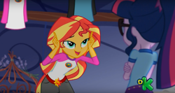 Size: 1230x652 | Tagged: safe, screencap, sci-twi, sunset shimmer, twilight sparkle, equestria girls, legend of everfree, discovery kids