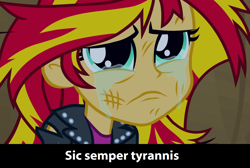 Size: 1248x840 | Tagged: safe, sunset shimmer, equestria girls, crying, meme, sic semper tyrannis, solo, sunsad shimmer