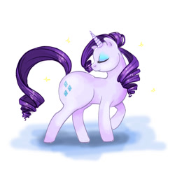 Size: 1000x1000 | Tagged: safe, artist:lawiachan, rarity, pony, unicorn, eyes closed, female, mare, raised hoof, solo