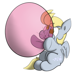 Size: 2200x2100 | Tagged: safe, artist:ramott, derpy hooves, pegasus, pony, balloon, blowing up balloons, cute, derpabetes, female, mare, solo