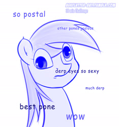 Size: 2204x2355 | Tagged: safe, artist:krucification, derpy hooves, pegasus, pony, 30 minute art challenge, background pony, bust, doge, female, mare, meme, monochrome, portrait, solo