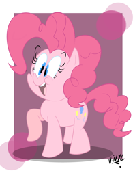 Size: 1024x1291 | Tagged: safe, artist:vinyl-stomp, pinkie pie, earth pony, pony, female, mare, pink coat, pink mane, simple background, solo