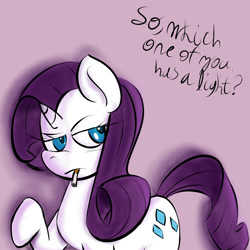 Size: 2000x2000 | Tagged: safe, artist:skunkstripe, rarity, pony, unicorn, cigarette, female, mare, purple mane, solo, white coat