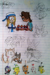 Size: 1024x1529 | Tagged: safe, artist:hyperbeameevee, derpy hooves, oc, pegasus, pony, chao, chespin, crossover, female, mal, mare, pokémon, sonic the hedgehog (series), total drama island