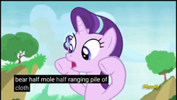 Size: 1920x1080 | Tagged: safe, edit, edited screencap, screencap, starlight glimmer, pony, unicorn, to change a changeling, caption, female, mare, meme, solo, youtube caption