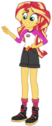 Size: 1206x2891 | Tagged: safe, artist:sketchmcreations, sunset shimmer, equestria girls, legend of everfree, boots, clothes, cute, happy, shimmerbetes, shorts, simple background, smiling, socks, solo, transparent background, vector