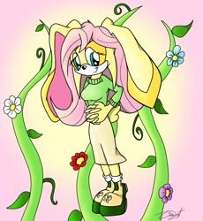 Size: 857x933 | Tagged: safe, artist:cresentbladedbrony, fluttershy, anthro, clothes, solo, sonic the hedgehog (series), sonicified, species swap, style emulation, sweater, sweatershy