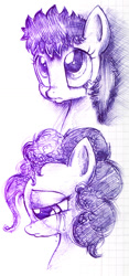 Size: 612x1305 | Tagged: safe, artist:justfrankska, pinkie pie, oc, earth pony, pony, crying, pen, sad