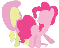 Size: 3387x2763 | Tagged: safe, artist:euphoriapony, fluttershy, pinkie pie, earth pony, pegasus, pony, female, flutterpie, lesbian, minimalist, shipping, simple background, transparent background, vector