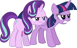 Size: 10349x6400 | Tagged: safe, artist:parclytaxel, starlight glimmer, twilight sparkle, twilight sparkle (alicorn), alicorn, pony, unicorn, the times they are a changeling, .svg available, absurd resolution, angry, duo, duo female, female, gritted teeth, mare, simple background, transparent background, vector