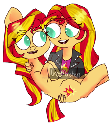 Size: 1024x1136 | Tagged: safe, artist:oreomonsterr, sunset shimmer, pony, unicorn, equestria girls, human ponidox, meme, self ponidox, special eyes, watermark