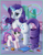 Size: 2500x3246 | Tagged: safe, artist:ratwhiskers, rarity, sweetie belle, pony, unicorn, cloth, gem, magic, measuring tape, mouth hold, needle, pin, plot, ribbon, scissors, sisters, thread