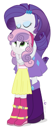 Size: 525x1290 | Tagged: safe, artist:dm29, rarity, sweetie belle, equestria girls, cute, diasweetes, duo, hug, julian yeo is trying to murder us, raribetes, simple background, sisters, transparent background