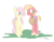 Size: 1726x1341 | Tagged: dead source, safe, artist:estrill, derpibooru import, part of a set, big macintosh, fluttershy, earth pony, pegasus, pony, 2013, blushing, colored sketch, ears, female, finished, floppy ears, flower, flower in mouth, fluttermac, looking away, male, mouth hold, shipping, signature, simple background, sketch, stallion, straight, white background