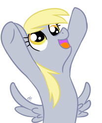 Size: 634x766 | Tagged: safe, artist:hitmanlovely, derpy hooves, pegasus, pony, arms in the air, female, mare, solo