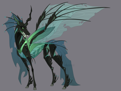 Size: 1280x960 | Tagged: safe, artist:dementra369, queen chrysalis, changeling, changeling queen, fangs, female, forked tongue, headcanon, redesign, solo