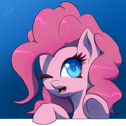 Size: 700x700 | Tagged: safe, artist:raikoh, pinkie pie, earth pony, pony, bust, looking at you, portrait, solo