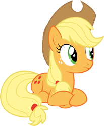 Size: 6302x7639 | Tagged: safe, artist:redpandapony, applejack, earth pony, pony, absurd resolution, prone, simple background, solo, transparent background, vector