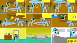 Size: 8000x4486 | Tagged: safe, artist:closingrain, artist:mellowbomb, derpibooru import, rainbow dash, oc, oc:closingrain, pegasus, pony, comic:calamity fateful, 1000 hours in ms paint, absurd resolution, comic, dialogue