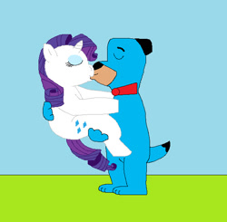 Size: 595x583 | Tagged: safe, artist:hmcvirgo92, rarity, pony, unicorn, bridal carry, crossover shipping, huckleberry hound, kissing