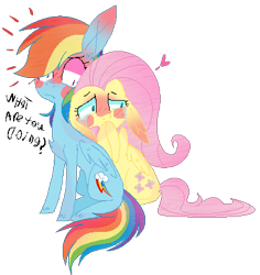 Size: 410x434 | Tagged: safe, artist:xmelodyskyx, derpibooru import, fluttershy, rainbow dash, pegasus, pony, base used, blushing, crying, female, flutterdash, lesbian, shipping, simple background, transparent background