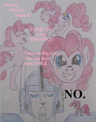 Size: 600x767 | Tagged: safe, pinkie pie, earth pony, pony, crossover, traditional art, transformers, transformers prime, ultra magnus