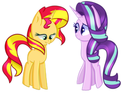 Size: 1024x777 | Tagged: safe, artist:elea30303, starlight glimmer, sunset shimmer, pony, unicorn, simple background, transparent background