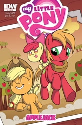 Size: 1100x1670 | Tagged: safe, artist:sibsy, idw, apple bloom, applejack, big macintosh, earth pony, pony, colt, comic, cover, filly, male, official, stallion, younger