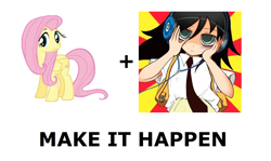 Size: 936x558 | Tagged: safe, fluttershy, pegasus, pony, exploitable meme, make it happen, meme, tomoko kuroki, watamote