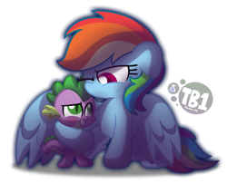 Size: 3497x2833 | Tagged: safe, artist:bubbly-storm, derpibooru import, rainbow dash, spike, dragon, pegasus, pony, duo, hug, one eye closed, simple background, spikelove, transparent background, winghug, wink