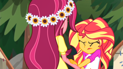 Size: 1920x1080 | Tagged: safe, screencap, gloriosa daisy, sunset shimmer, equestria girls, legend of everfree, not what it looks like, out of context