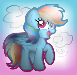 Size: 1357x1327 | Tagged: safe, artist:bubbly-storm, derpibooru import, rainbow dash, pegasus, pony, happy, solo