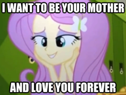 Size: 478x359 | Tagged: safe, edit, edited screencap, screencap, fluttershy, equestria girls, equestria girls (movie), cropped, fluttermom, image macro, solo