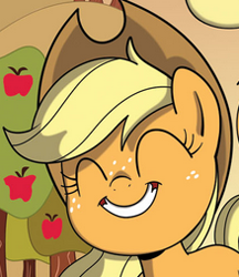 Size: 219x253 | Tagged: safe, artist:sibsy, idw, applejack, earth pony, pony, comic, cover, filly, smiling, younger