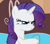 Size: 385x335 | Tagged: safe, screencap, rarity, pony, unicorn, rarity takes manehattan, dumb fabric, scrunchy face, solo