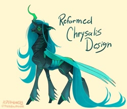 Size: 640x548 | Tagged: safe, artist:meadowmood, queen chrysalis, changedling, changeling, changeling queen, alternate design, female, simple background, solo