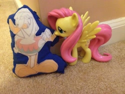 Size: 3264x2448 | Tagged: safe, fluttershy, figurine, funko, garfield, garfield and friends, irl, jim davis, photo, photography, plushie, romance, toy, u.s. acres, upside down, us acres, wade, wade duck