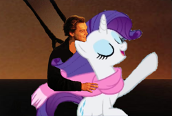 Size: 615x413 | Tagged: safe, rarity, pony, unicorn, rarity takes manehattan, hilarious in hindsight, leonardo dicaprio, titanic