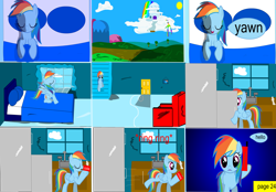 Size: 3893x2710 | Tagged: safe, artist:closingrain, artist:mellowbomb, derpibooru import, rainbow dash, oc, pegasus, pony, comic:calamity fateful, 1000 hours in ms paint, dialogue