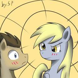 Size: 894x894 | Tagged: safe, artist:sticky-plaster, derpy hooves, doctor whooves, pegasus, pony, blushing, female, mare