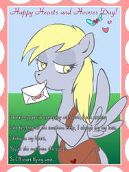 Size: 812x1078 | Tagged: safe, artist:bunnimation, derpy hooves, pegasus, pony, female, mare, mouth hold, solo, valentine