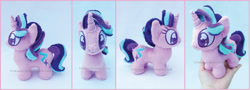 Size: 2054x742 | Tagged: safe, artist:lilmoon, starlight glimmer, human, pony, unicorn, chibi, cute, cutie mark, female, glimmerbetes, hand, irl, irl human, mare, offscreen character, photo, plushie, solo, toy