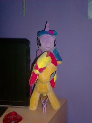 Size: 960x1288 | Tagged: safe, artist:onlyfactory, sunset shimmer, twilight sparkle, twilight sparkle (alicorn), alicorn, pony, bootleg, figure, irl, photo, plushie, toy