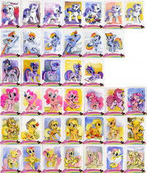 Size: 1280x1512 | Tagged: safe, artist:mittymandi, derpibooru import, applejack, fluttershy, pinkie pie, rainbow dash, rarity, twilight sparkle, earth pony, pegasus, pony, unicorn, compilation, mane six, traditional art, watercolor painting