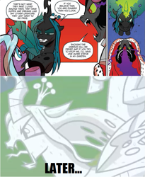 Size: 663x807 | Tagged: safe, edit, edited screencap, idw, screencap, king sombra, queen chrysalis, radiant hope, changeling, changeling queen, pony, umbrum, unicorn, siege of the crystal empire, the ending of the end, spoiler:comic, spoiler:comic36, arguments on the comments, female, magic, male, petrification