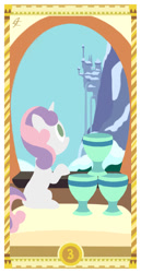 Size: 400x775 | Tagged: safe, artist:janeesper, rarity, sweetie belle, pony, unicorn, solo, tarot card, three of cups, three of hearts