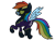 Size: 1600x1200 | Tagged: safe, alternate version, artist:moonatik, derpibooru exclusive, derpibooru import, rainbow dash, pegasus, pony, clothes, costume, flying, raised hoof, shadowbolt dash, shadowbolts, shadowbolts costume, simple background, smiling, solo, transparent background