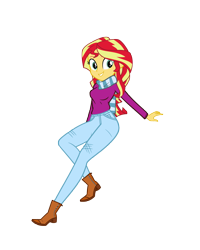 Size: 4000x5000 | Tagged: safe, artist:darthlena, sunset shimmer, equestria girls, absurd resolution, clothes, pants, simple background, solo, transparent background