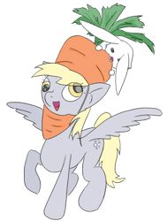 Size: 606x800 | Tagged: safe, artist:wryte, angel bunny, derpy hooves, pegasus, pony, carrot, female, mare